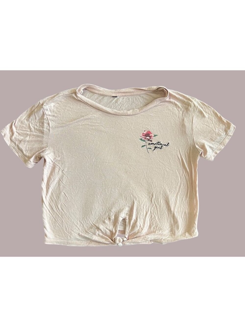 Emotional Girl Rose Graphic Pink Crop Top XS 100% Viscose